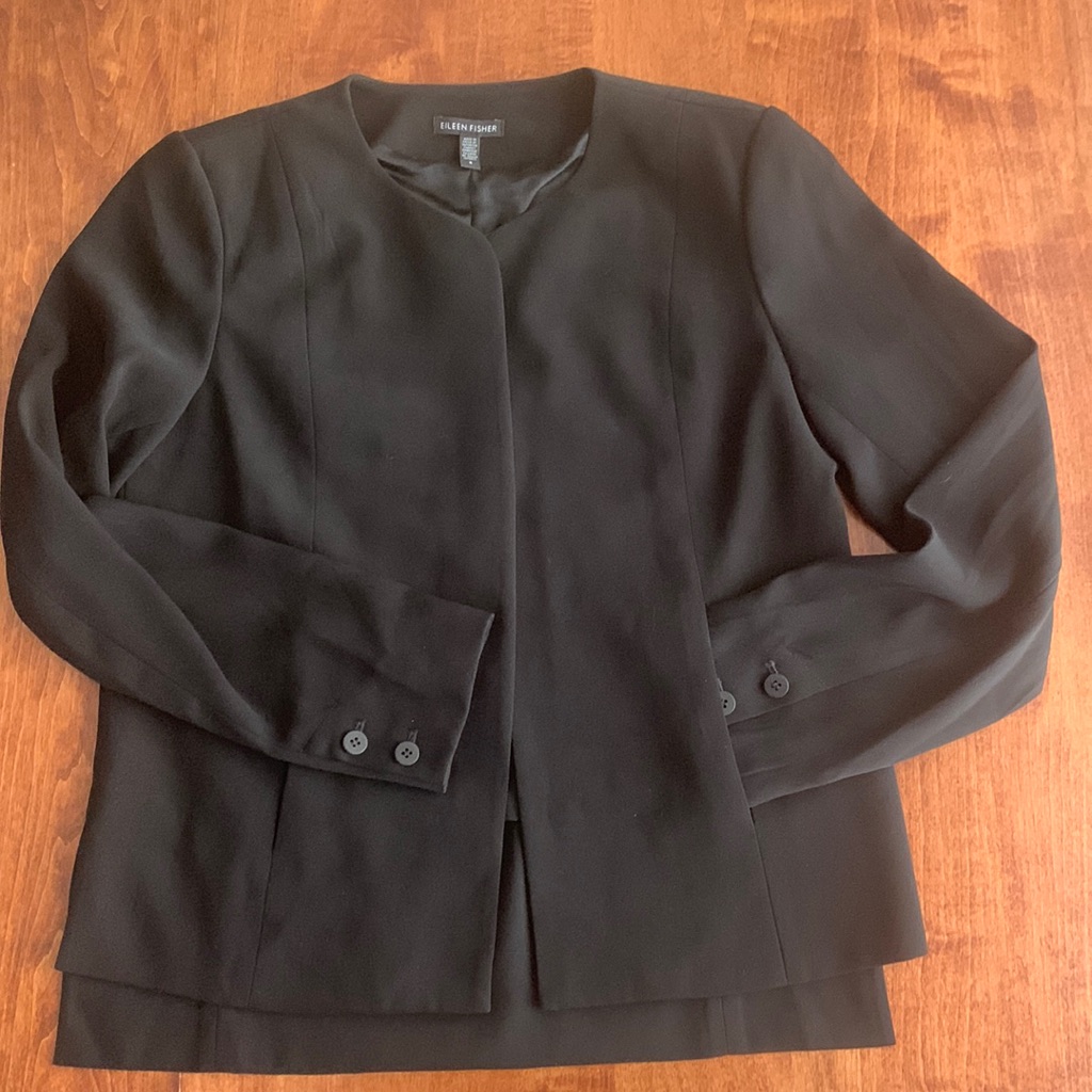 Eileen Fisher Black Long Sleeve Jacket Size 4 Fits Like A Medium